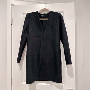 Massimo Dutti  Black V neck Long Sleeve Dress